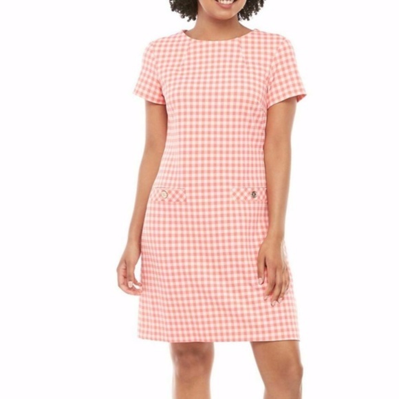 Tommy Hilfiger Short Sleeve Gingham Shift Dress - Picture 1 of 6